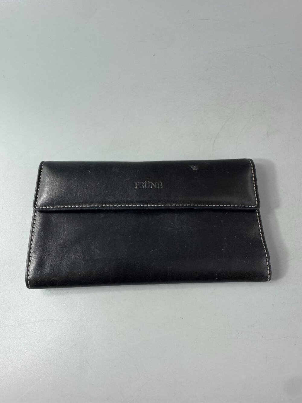Prune Black Leather Long Wallet